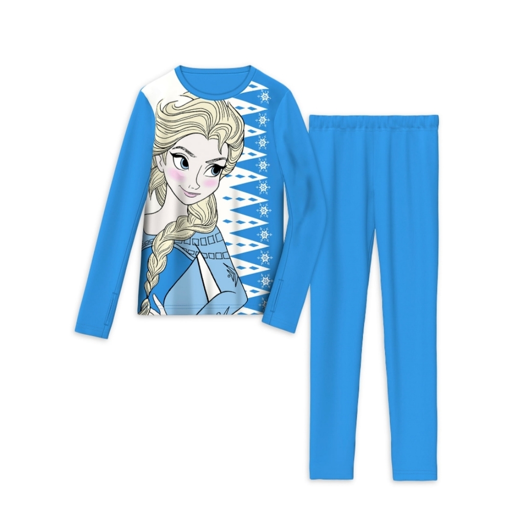 Climateright By Cuddl Duds Disney Frozen Elsa Girls Thermal Insulating Underwear